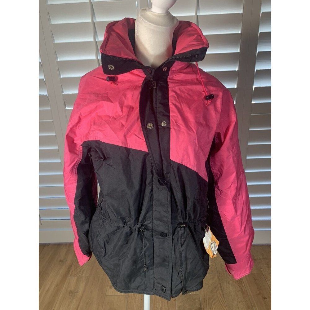Vintage 80s White Stag Black Hot Pink Ski Jacket Coat L Gore Tex Snow Winter